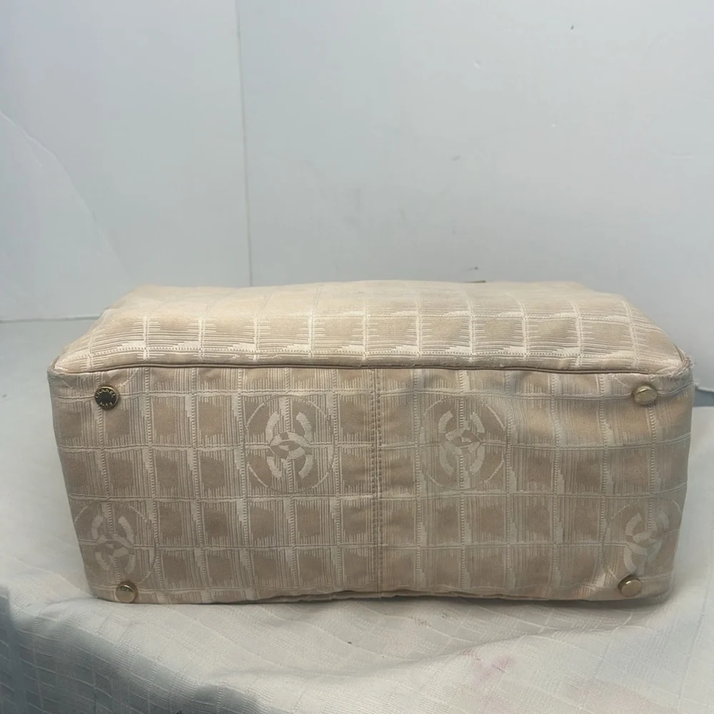 Chanel Travel Line tote in light beige / pale pinkish canvas